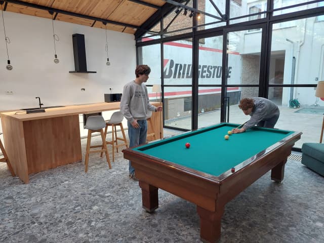 Coworkers playing pool